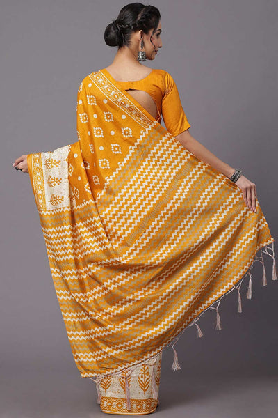 Shop Kaira Bhagalpuri Silk Yellow Printed Designer One Minute Saree at best offer at our  Store - One Minute Saree