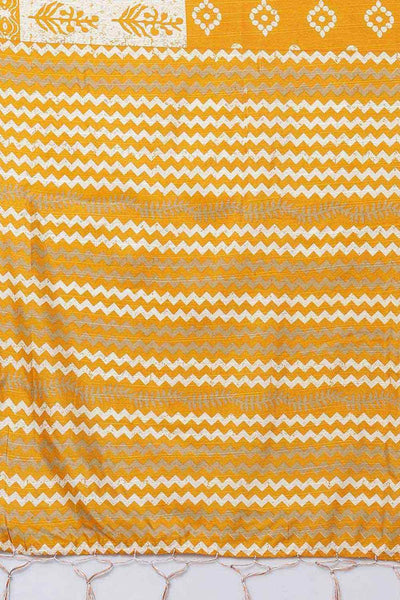 Buy Kaira Bhagalpuri Silk Yellow Printed Designer One Minute Saree Online - Front