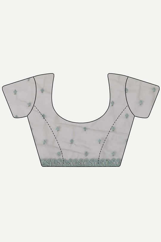 Buy Ziara Green Net Thread Embroidered One Minute Saree Online - Side