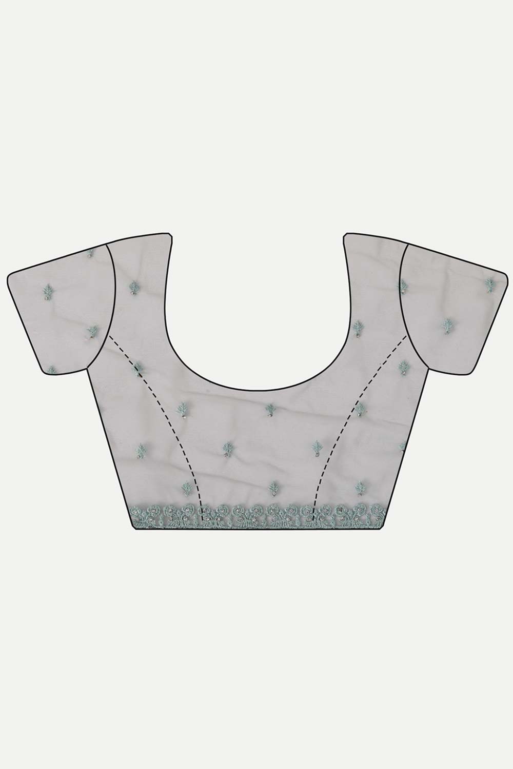 Buy Ziara Green Net Thread Embroidered One Minute Saree Online - Side