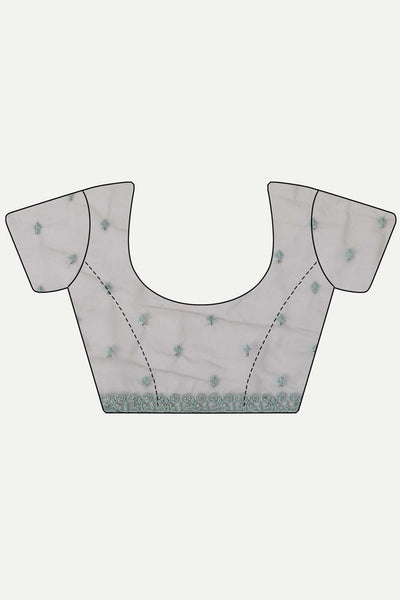 Buy Ziara Green Net Thread Embroidered One Minute Saree Online - Side