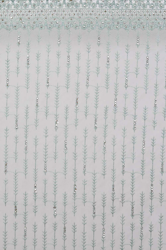 Buy Ziara Green Net Thread Embroidered One Minute Saree Online - Back