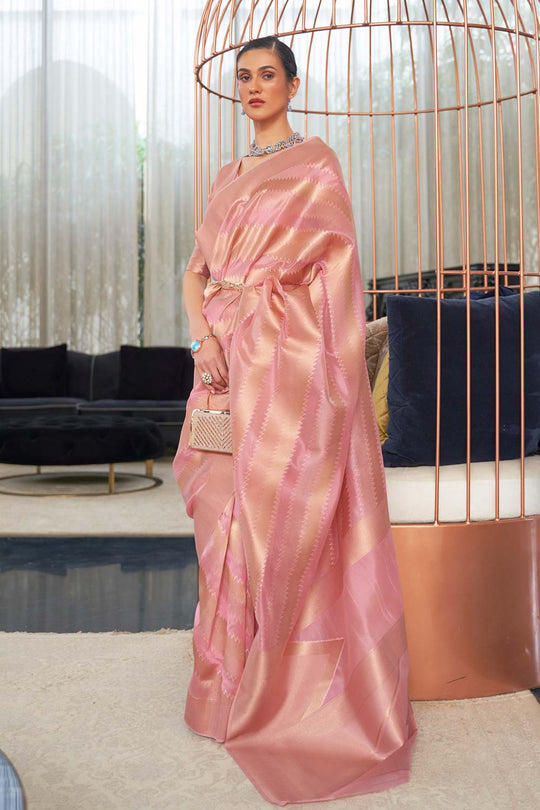 Buy Kelena Pink Organza Lace Saree Online - One Minute Saree
