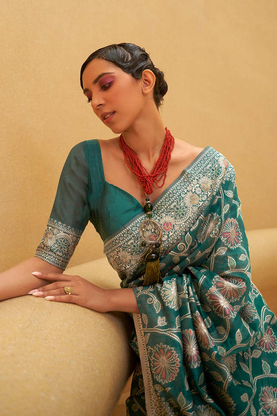 Shop Green Cotton Chikankari Saree at best offer at our  Store - One Minute Saree