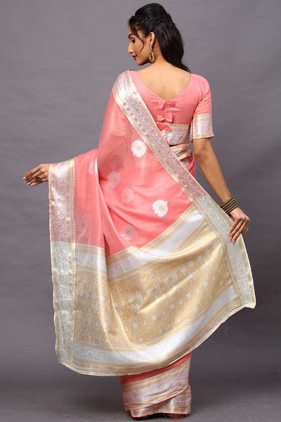 Shop Sharise Pink Banarasi Silk Cotton One Minute Saree at best offer at our  Store - One Minute Saree