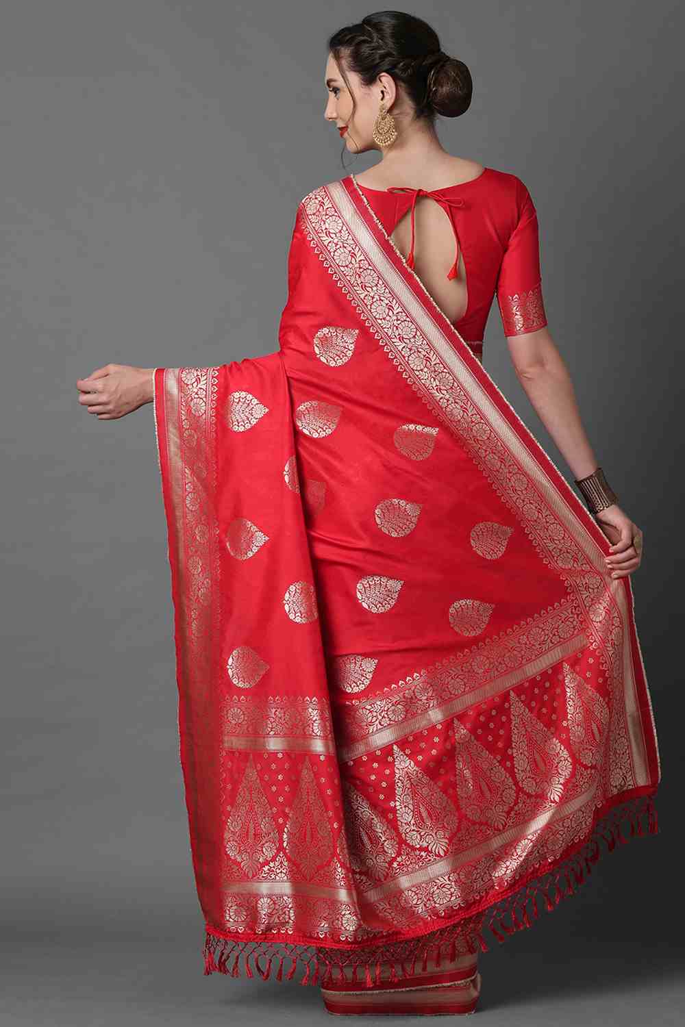 Shop Rina Red Woven Art Silk One Minute Saree at best offer at our  Store - One Minute Saree