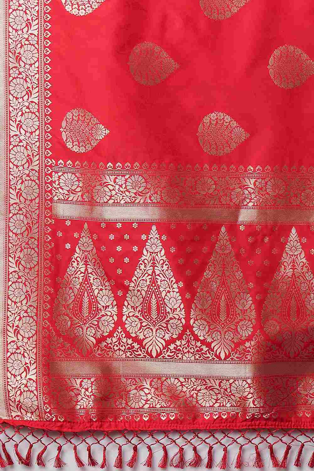 Buy Rina Red Woven Art Silk One Minute Saree Online - Front