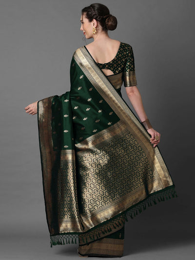 Buy Salome Dark Green  Banarasi One Minute  Saree Online