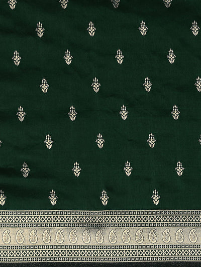 Buy Salome Dark Green  Banarasi One Minute  Saree Online - Front