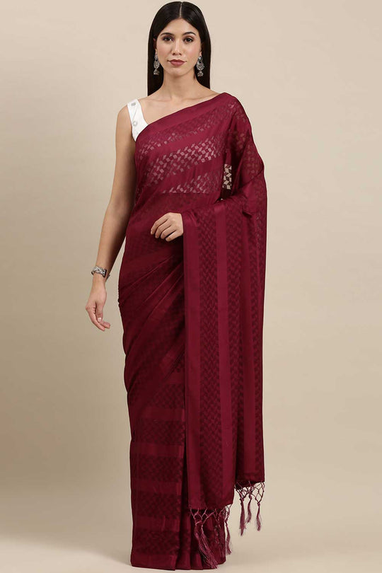 Buy Livvy Magenta Solid Satin One Minute Saree Online - One Minute Saree