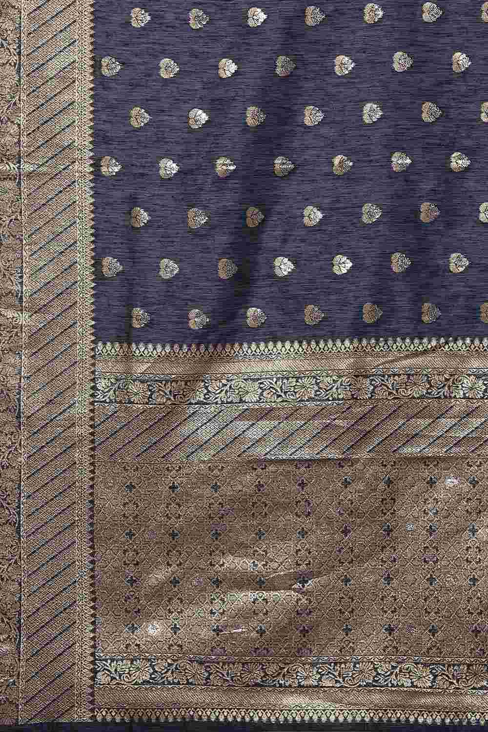 Buy Naina Navy blue Woven Art Silk One Minute Saree Online - Front