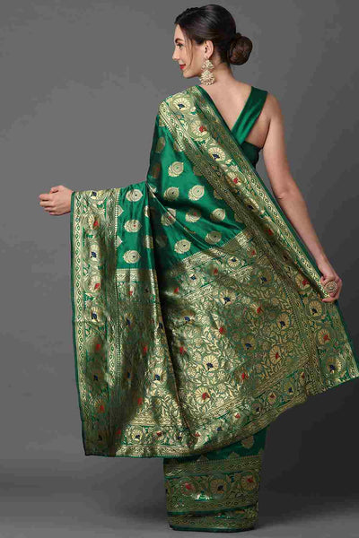 Shop Gwyn Green Woven Art Silk One Minute Saree at best offer at our  Store - One Minute Saree