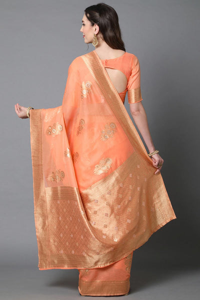 Shop Tory Orange Woven Art Silk One Minute Saree at best offer at our  Store - One Minute Saree