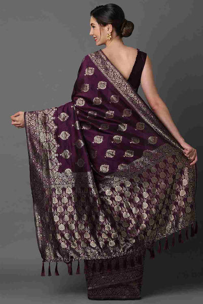 Shop Uma Wine Woven Art Silk One Minute Saree at best offer at our  Store - One Minute Saree