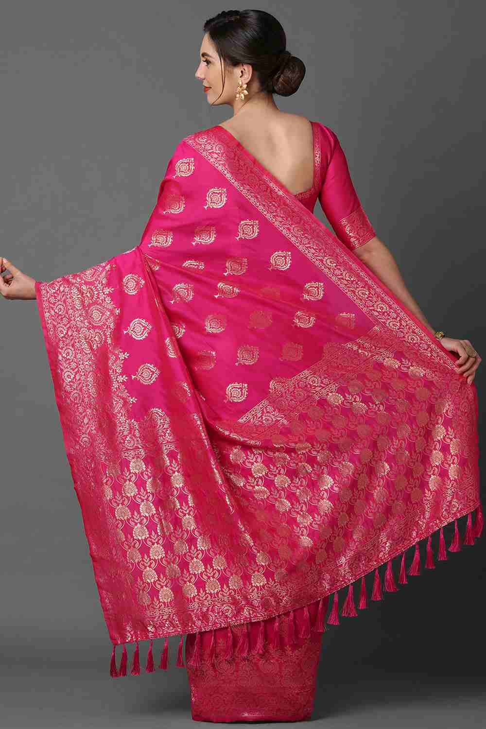Shop Janice Pink Woven Art Silk One Minute Saree at best offer at our  Store - One Minute Saree