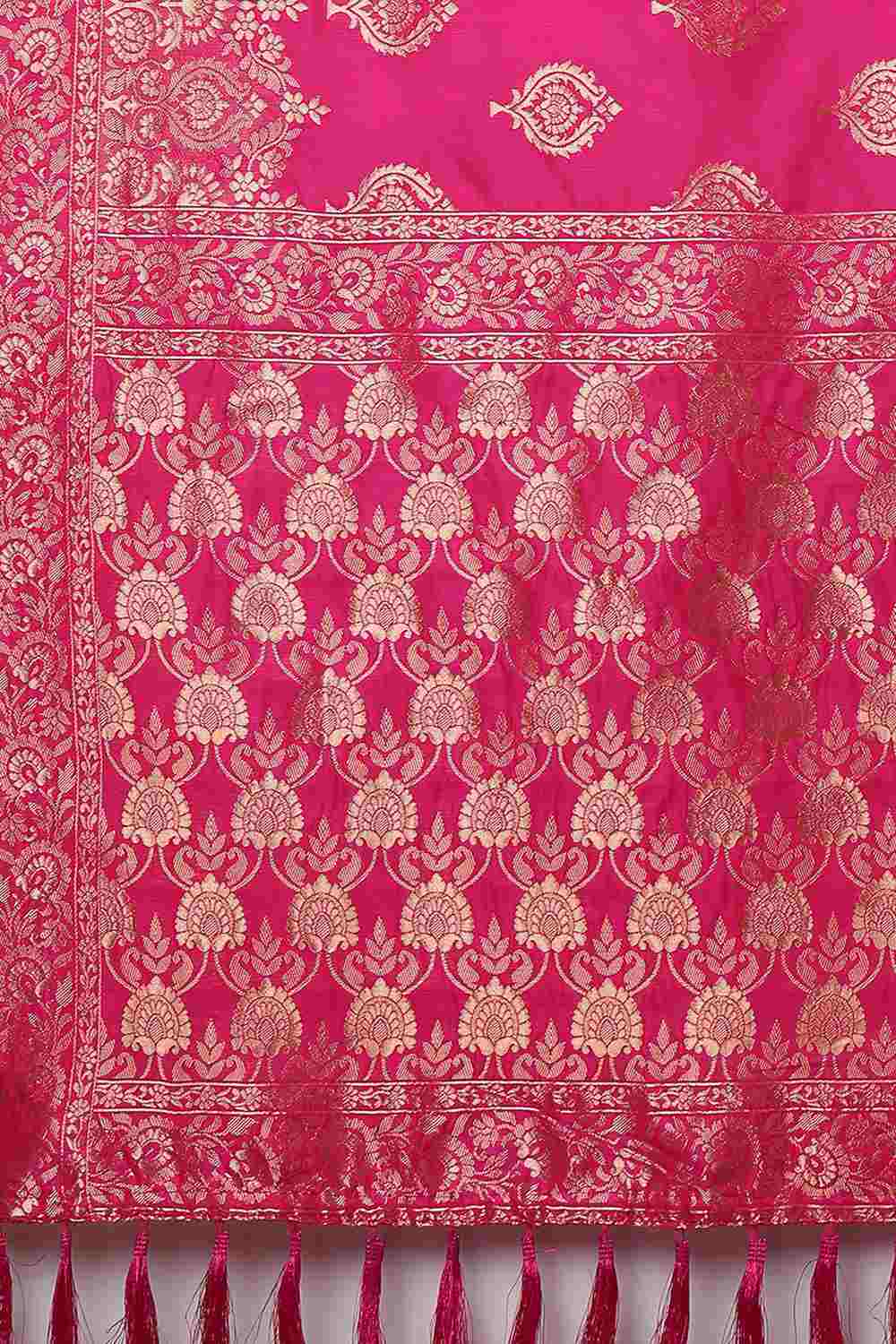 Buy Janice Pink Woven Art Silk One Minute Saree Online - Front