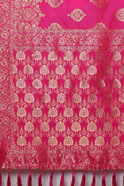 Buy Janice Pink Woven Art Silk One Minute Saree Online - Front