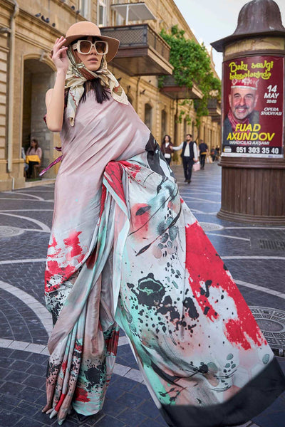 Buy Kriss Multi-Color Floral One Minute Saree Online - One Minute Saree