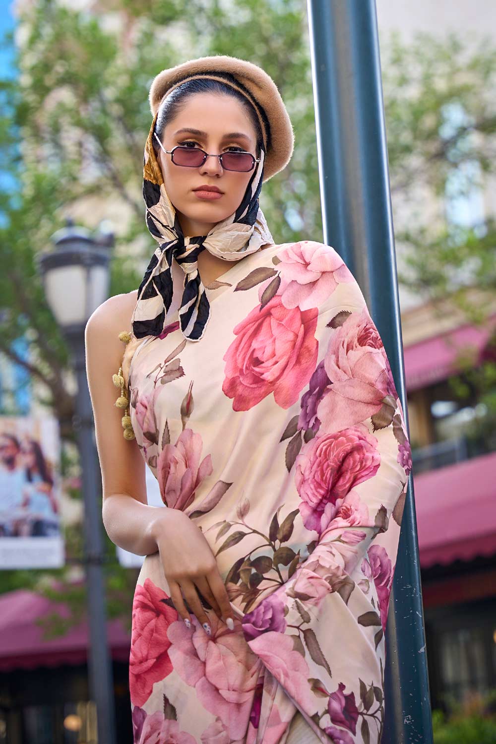 Shop Kriss Pink Floral One Minute Saree at best offer at our  Store - One Minute Saree