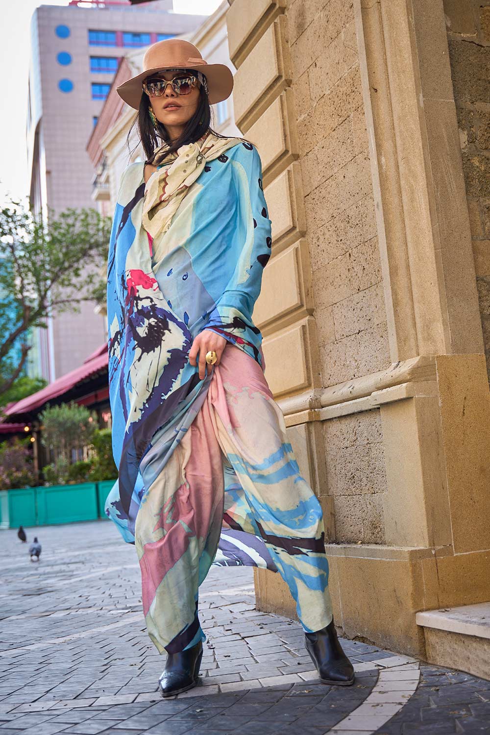 Buy Kriss Multi-Color Floral One Minute Saree Online - One Minute Saree