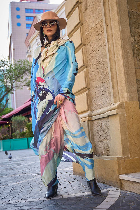 Buy Kriss Multi-Color Floral One Minute Saree Online - One Minute Saree