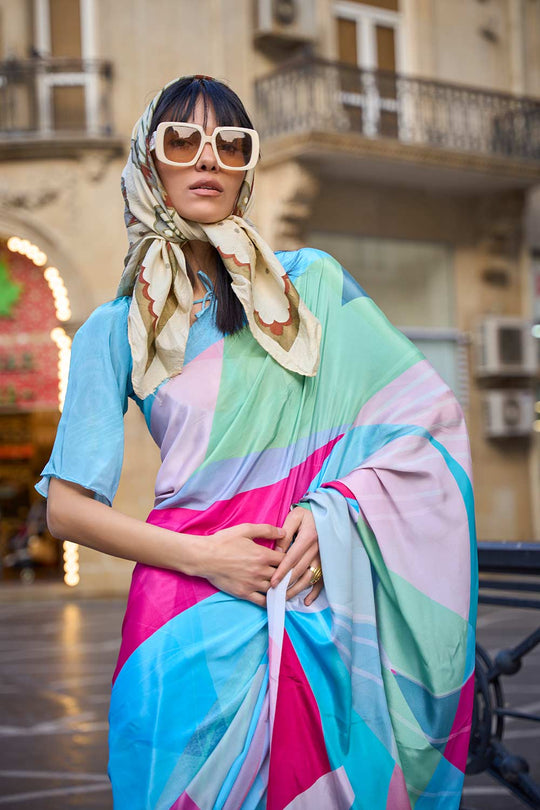 Shop Kriss Multi-Color Floral One Minute Saree at best offer at our  Store - One Minute Saree