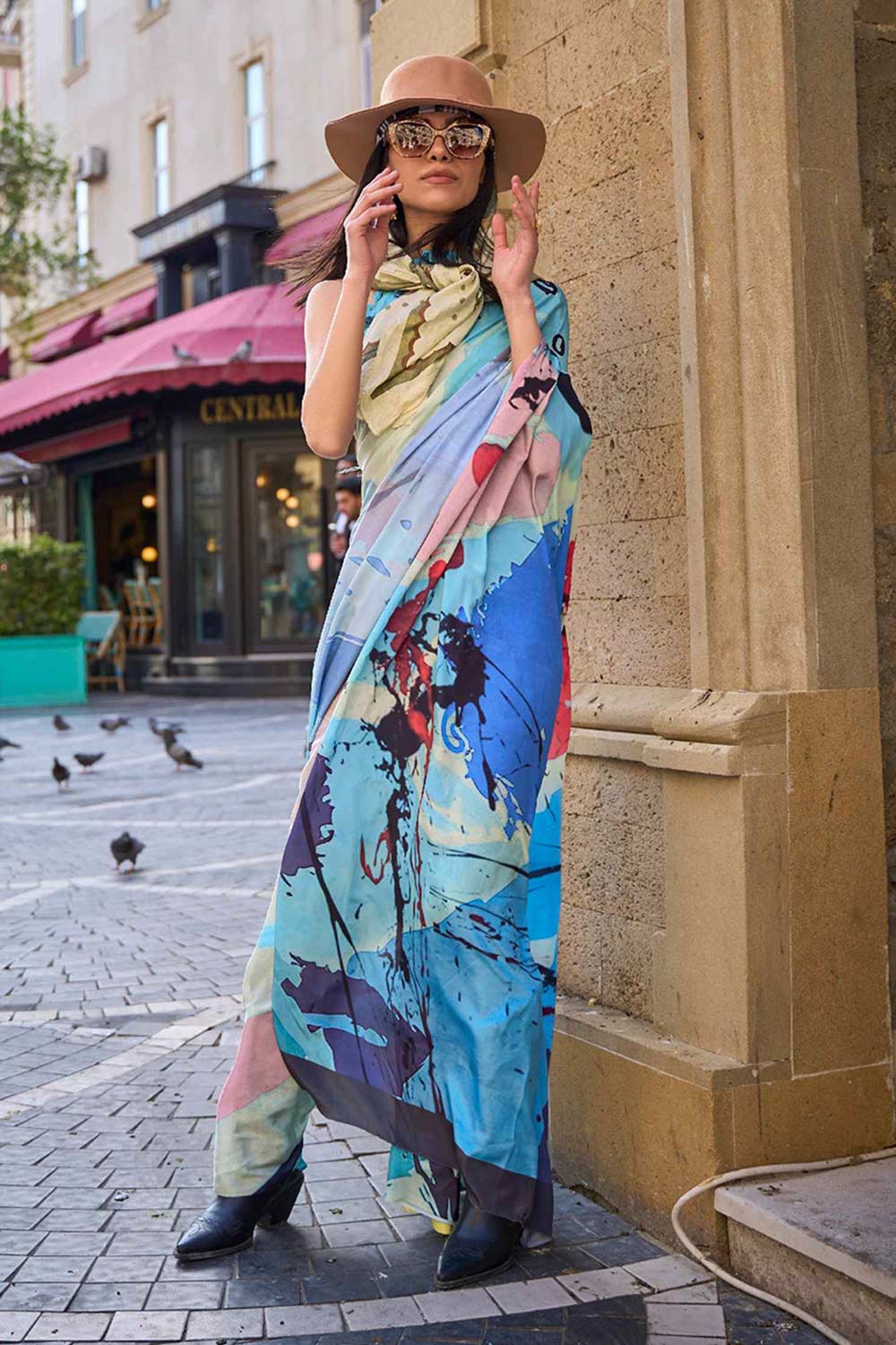Buy Kriss Multi-Color Floral One Minute Saree Online