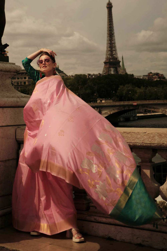 Buy Jules Silk Lavender Block Print One Minute Saree Online - One Minute Saree