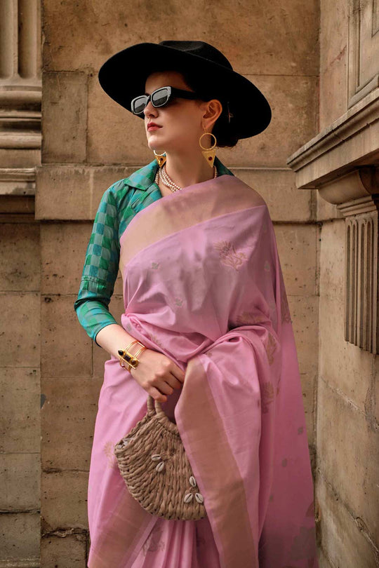 Shop Jules Silk Lavender Block Print One Minute Saree at best offer at our  Store - One Minute Saree