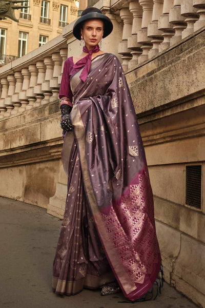 Shop Katrina Silk Coffee Block Print One Minute Saree at best offer at our  Store - One Minute Saree