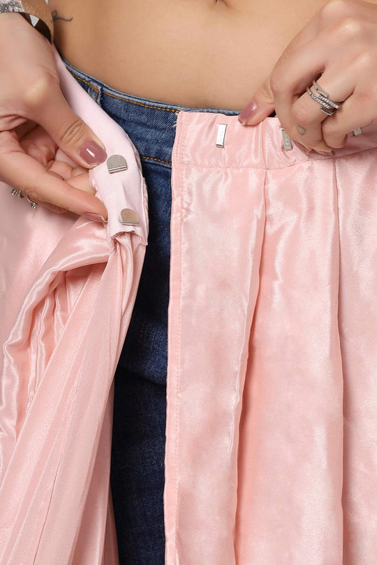 Buy Noor Pink Royal Embroidered Crepe One Minute Saree Online - Zoom In