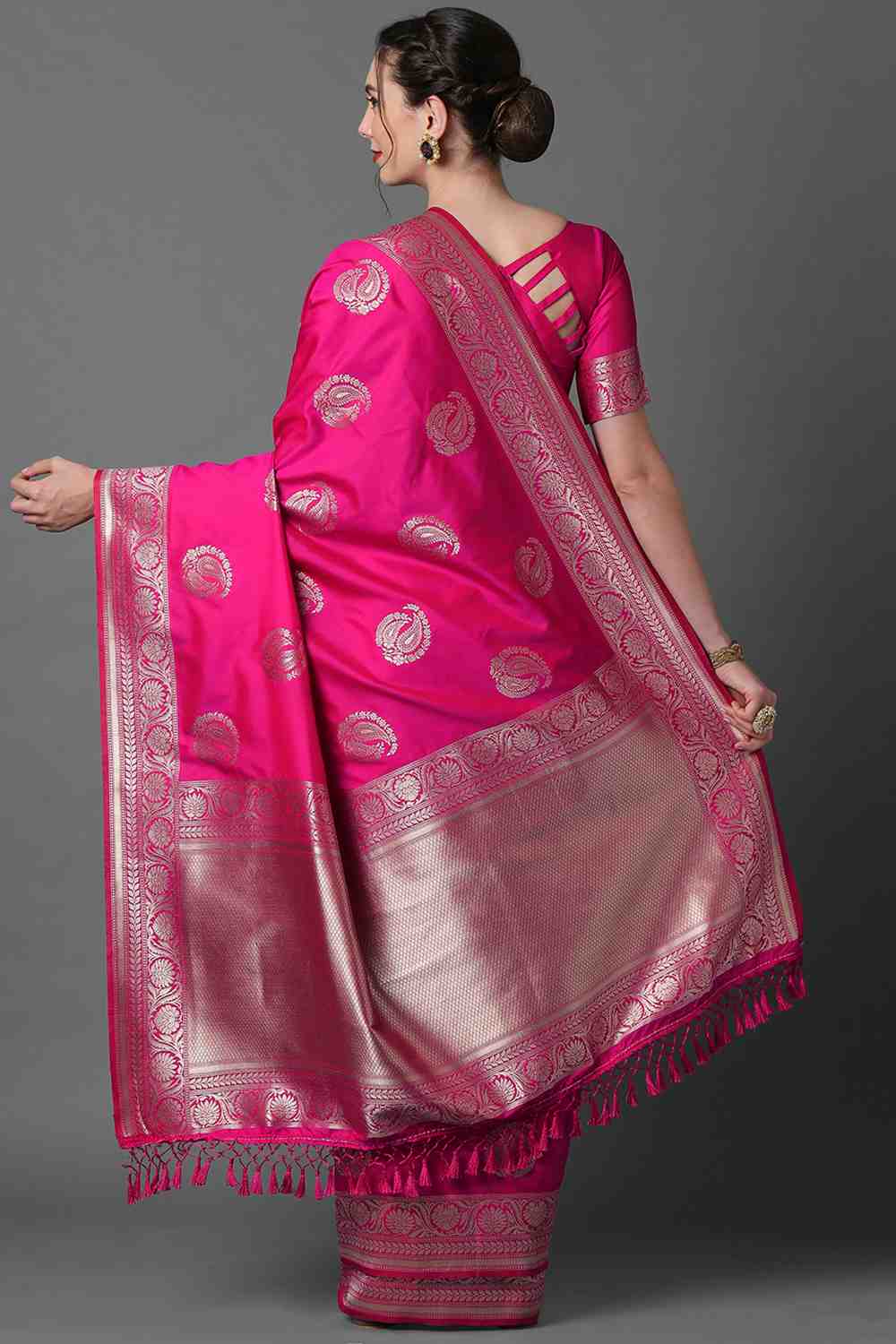 Shop Zeyna Pink Woven Art Silk One Minute Saree at best offer at our  Store - One Minute Saree