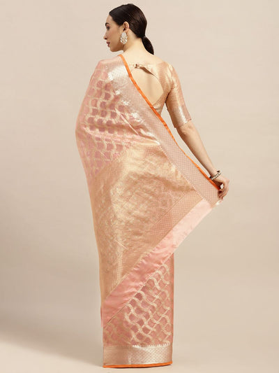 Shop Tatiana Orange Silk Blend Banarasi Floral One Minute Saree at best offer at our  Store - One Minute Saree
