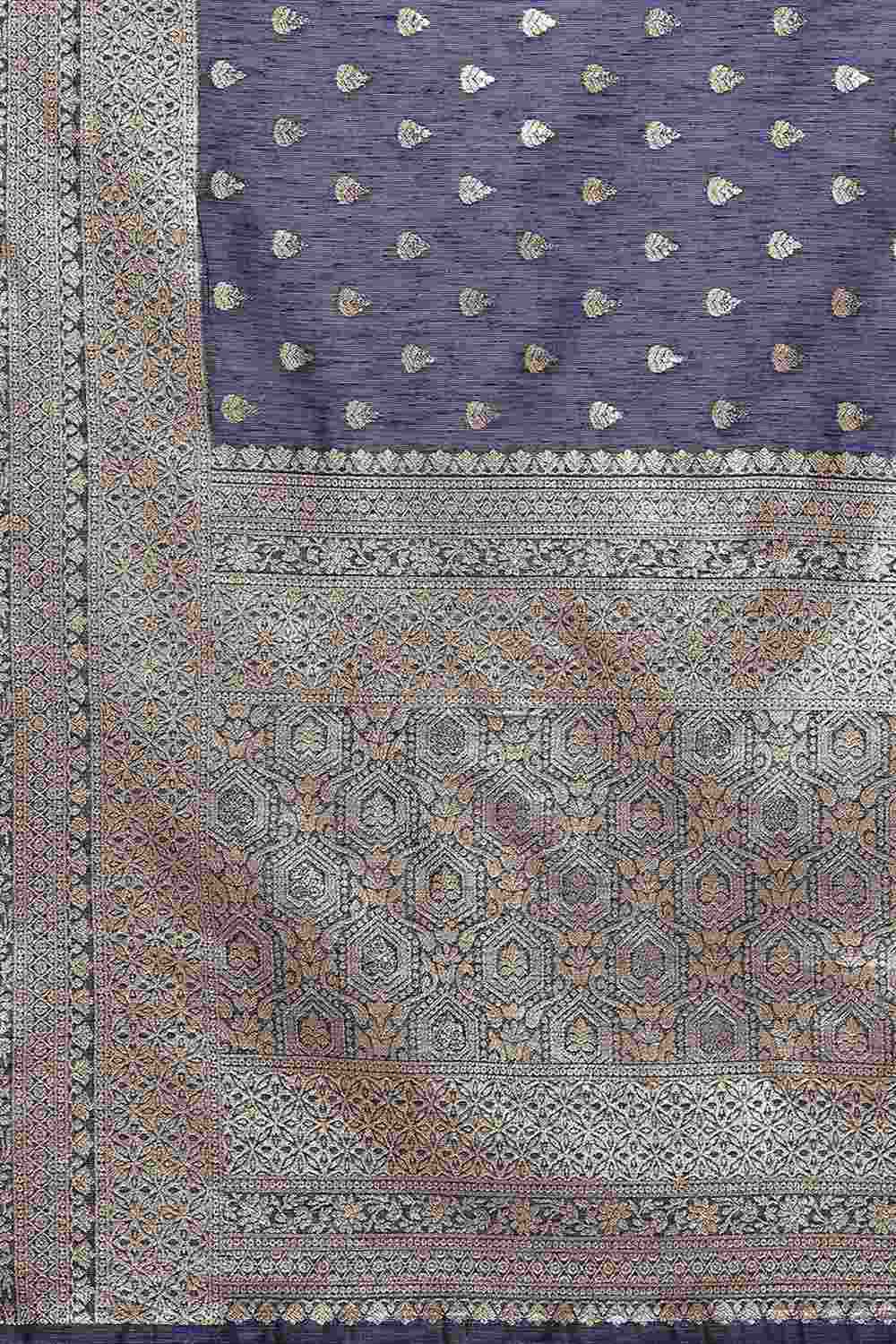 Buy Tiana Navy blue Woven Art Silk One Minute Saree Online - Front