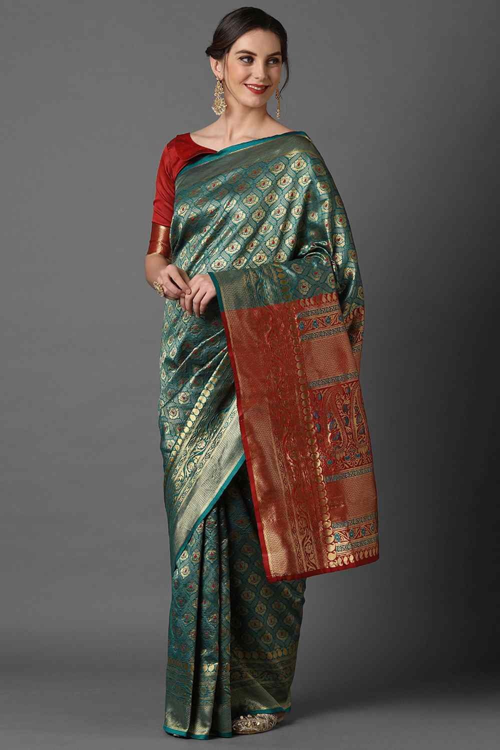 Buy Ashu Multi-Color Woven Art Silk One Minute Saree Online