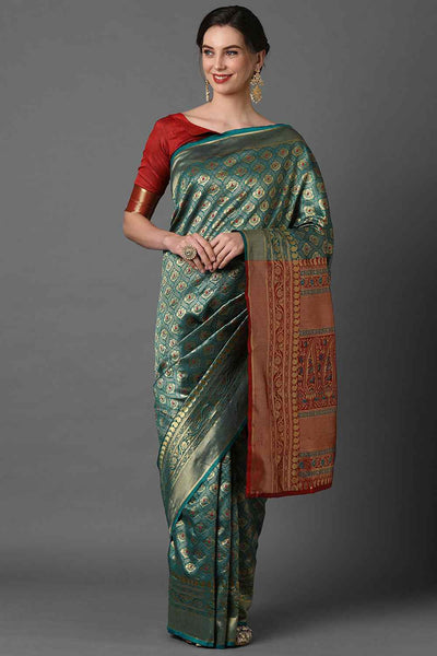Buy Ashu Multi-Color Woven Art Silk One Minute Saree Online - One Minute Saree
