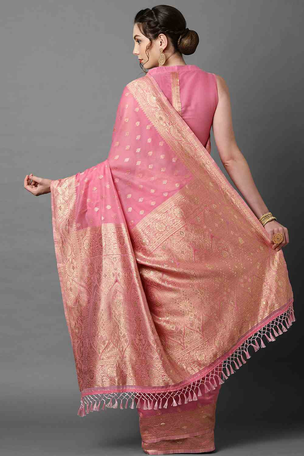 Shop Tia Light Pink Woven Art Silk One Minute Saree at best offer at our  Store - One Minute Saree
