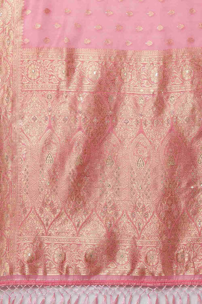 Buy Tia Light Pink Woven Art Silk One Minute Saree Online - Front