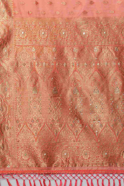 Buy Lianna Peach Woven Art Silk One Minute Saree Online - Front