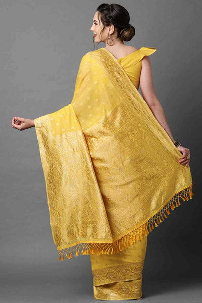 Shop Edith Yellow Woven Art Silk One Minute Saree at best offer at our  Store - One Minute Saree