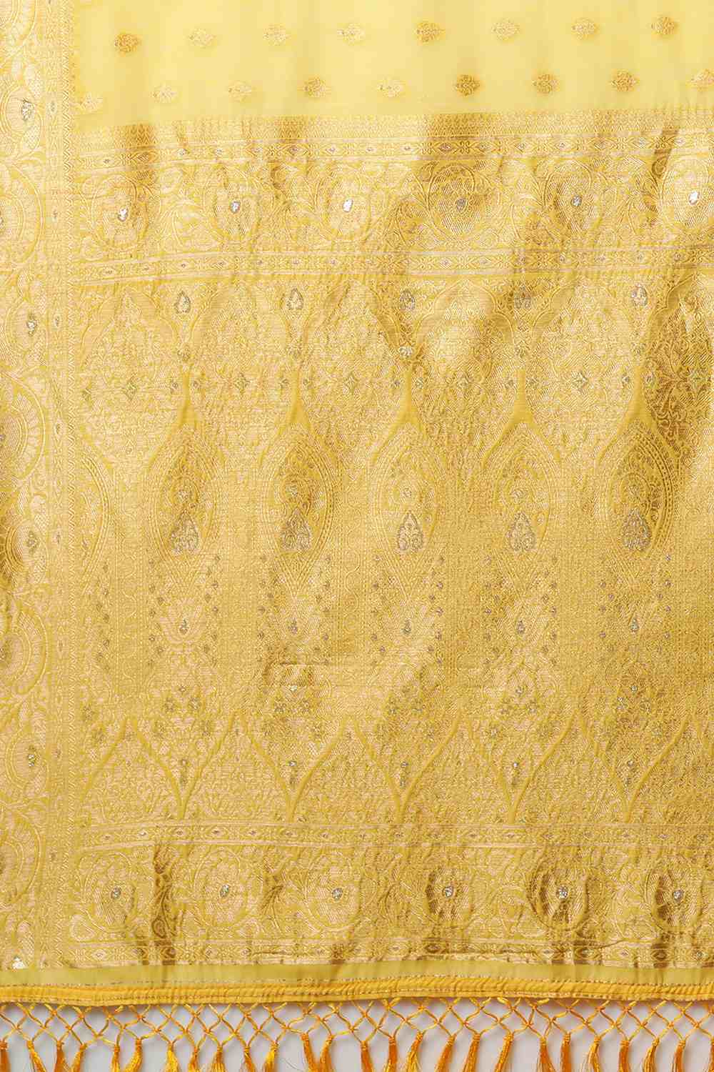 Buy Edith Yellow Woven Art Silk One Minute Saree Online - Front