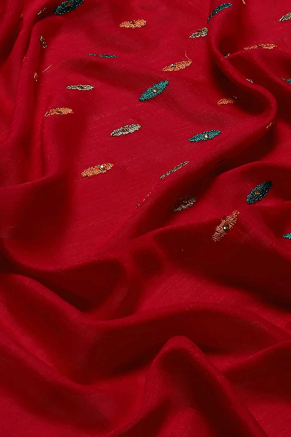 Buy Chandai Red Art Silk Embroidered One Minute Saree Online - Front