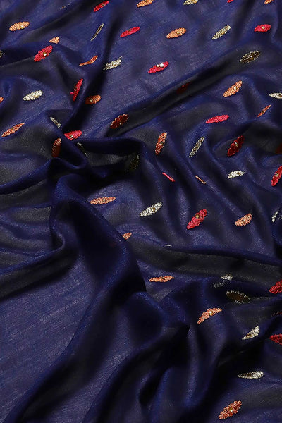 Buy Julie Navy Blue Art Silk Embroidered One Minute Saree Online - Front