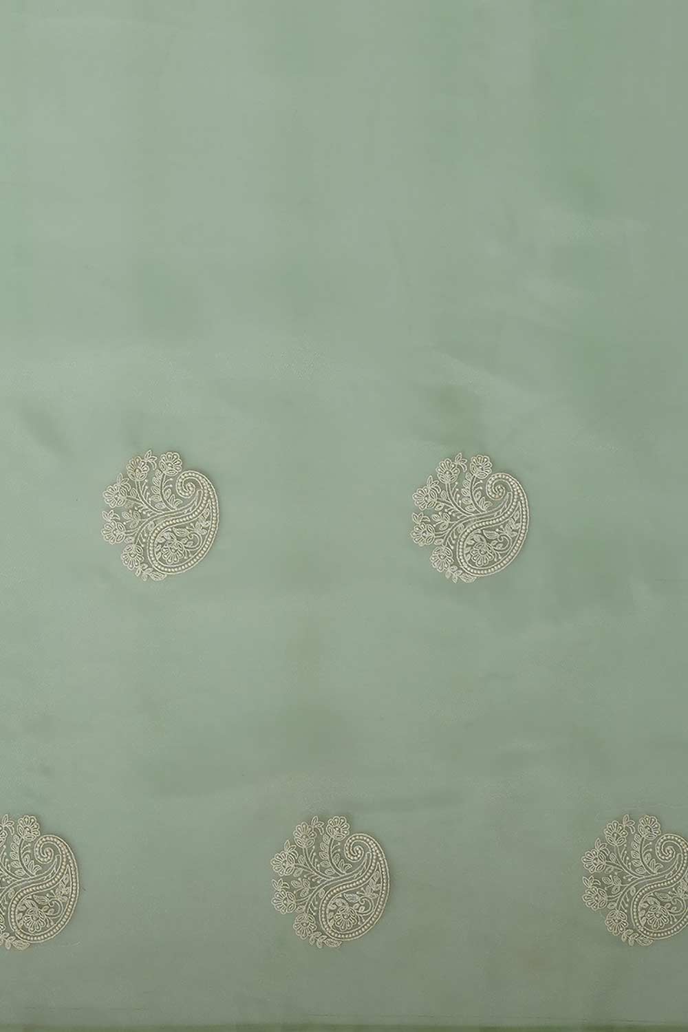 Buy Selena Olive Organza Bagh Embroidered Banarasi One Minute Saree Online - Back