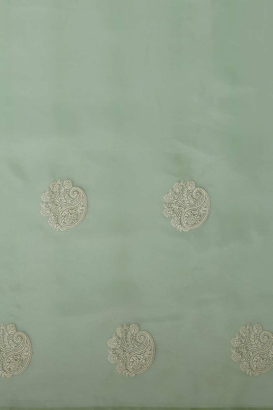 Buy Selena Olive Organza Bagh Embroidered Banarasi One Minute Saree Online - Back