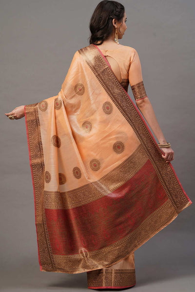 Shop Aisha Peach Woven Blended Silk One Minute Saree at best offer at our  Store - One Minute Saree