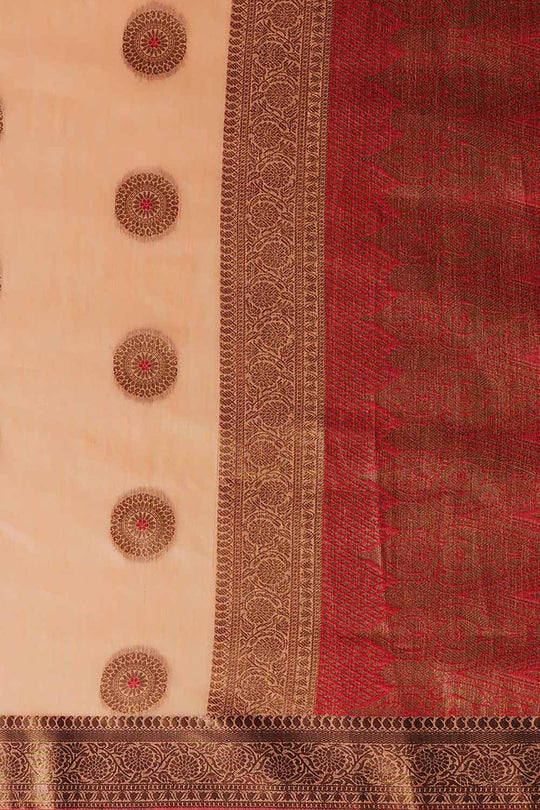 Buy Aisha Peach Woven Blended Silk One Minute Saree Online