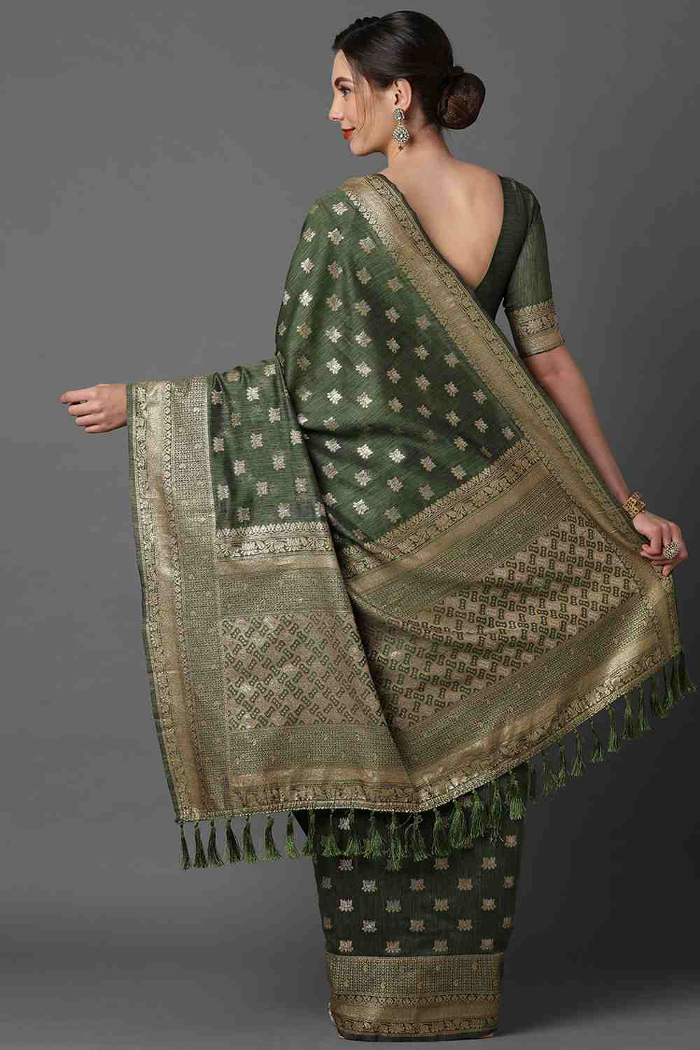 Shop Marcy Green Woven Art Silk One Minute Saree at best offer at our  Store - One Minute Saree