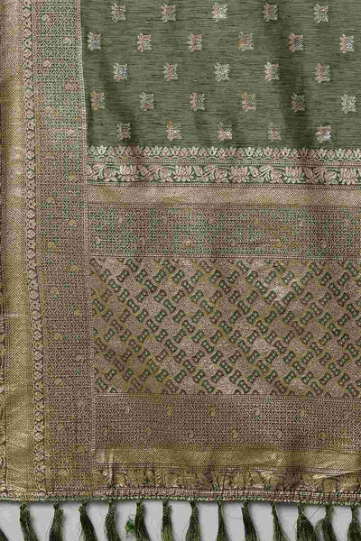 Buy Marcy Green Woven Art Silk One Minute Saree Online - Front