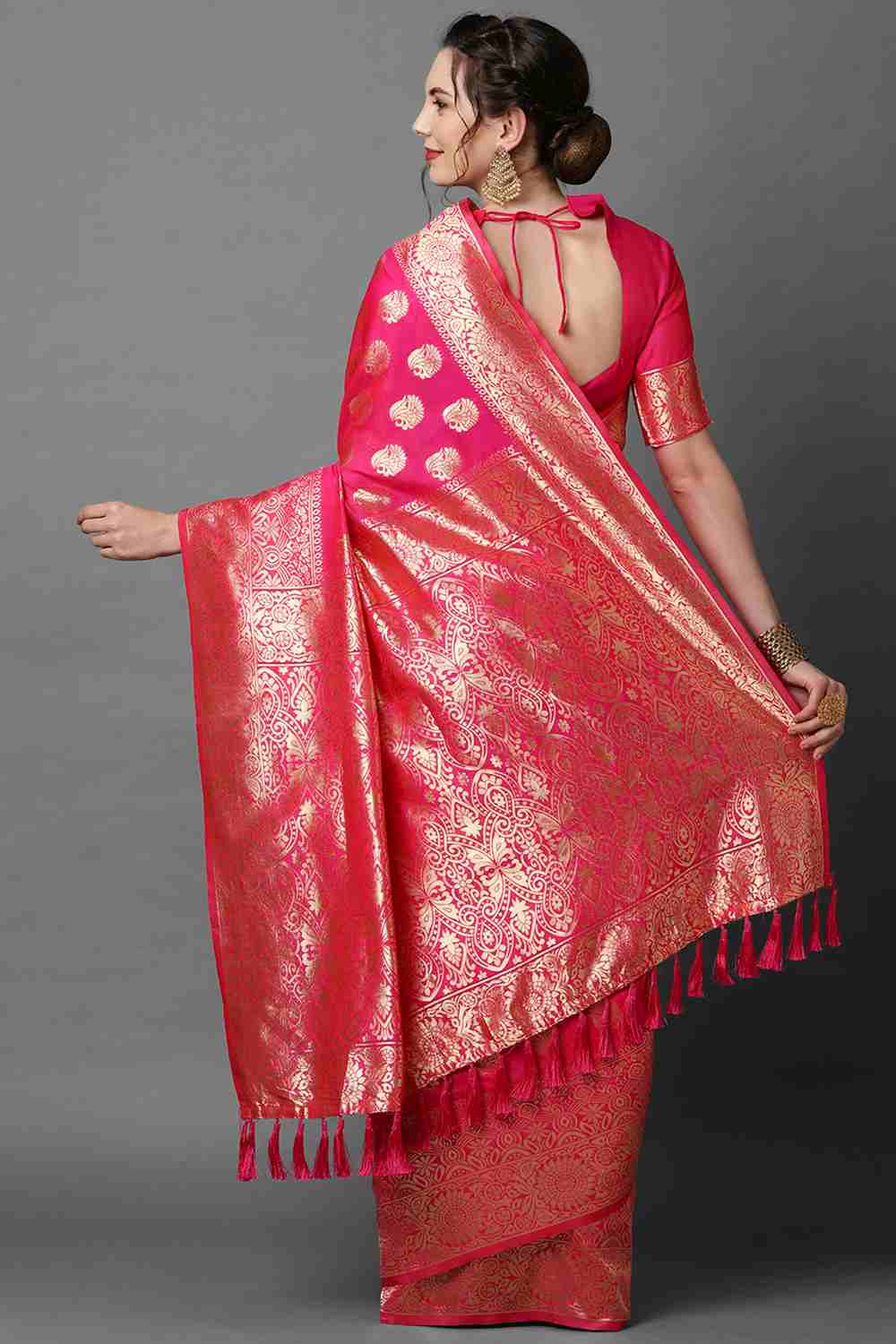 Shop Payal Pink Woven Art Silk One Minute Saree at best offer at our  Store - One Minute Saree